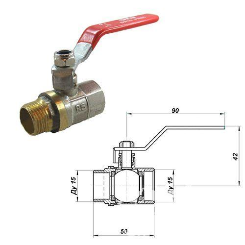 Кран кульовий для води 65мм ВВ ручка