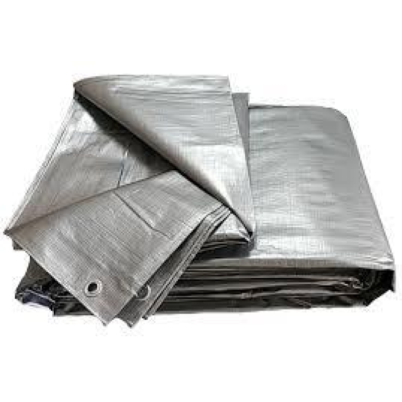 Тент (поліетиленовий) тарпауліновий 3*5, сріблястий з люверсами 15, 10